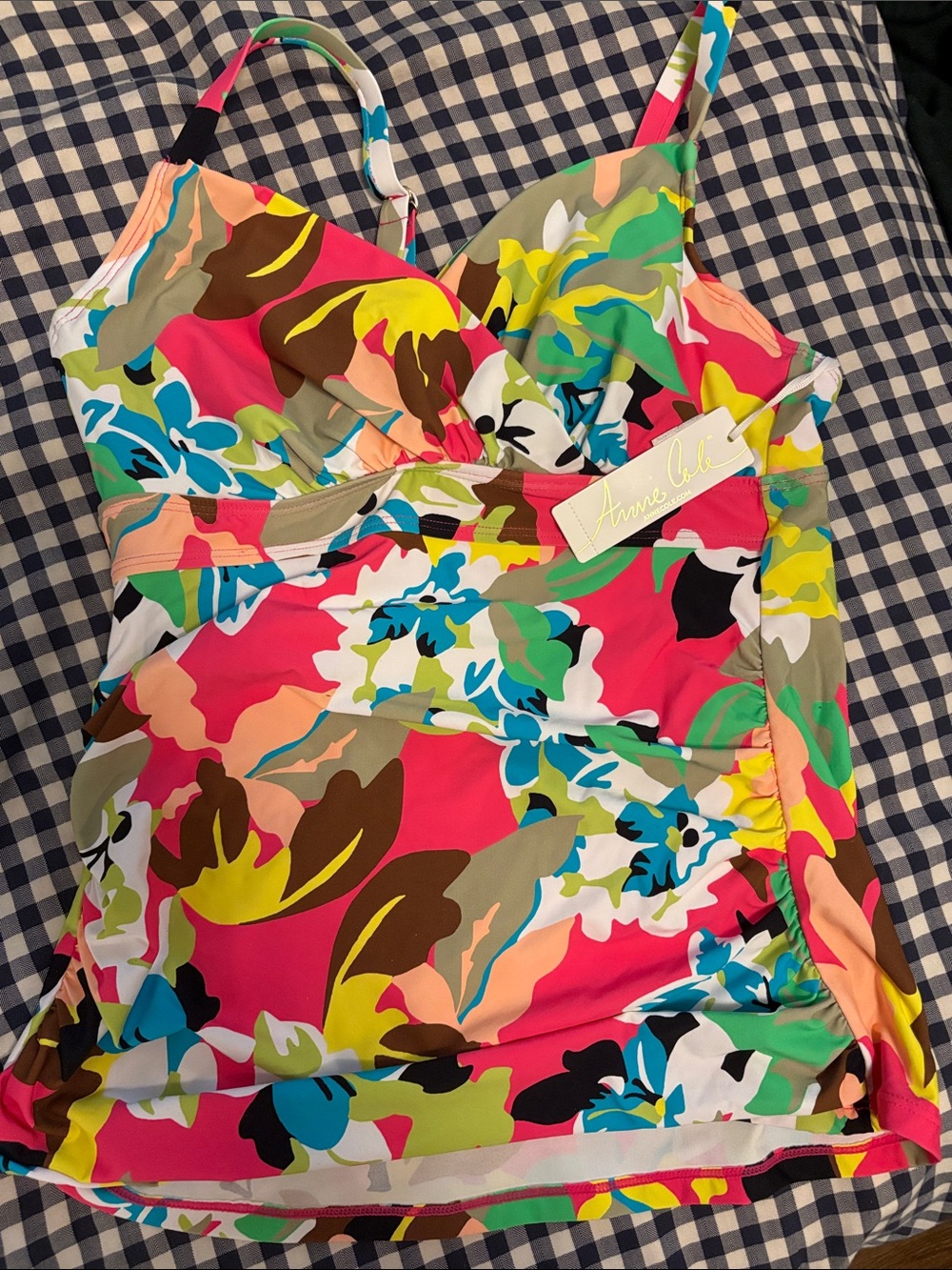 Anne Cole Multicolor Floral Tankini Top in Pink, Green & Blue